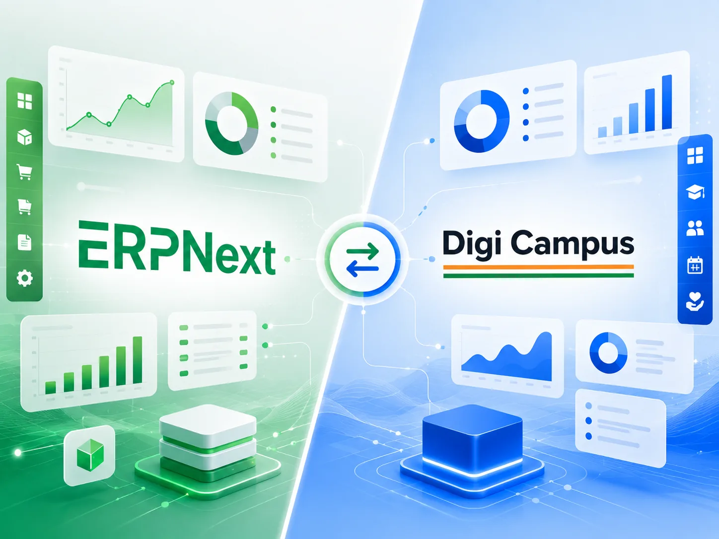 ERPNext vs DigiCampus comparison for campuses, ashrams and trusts