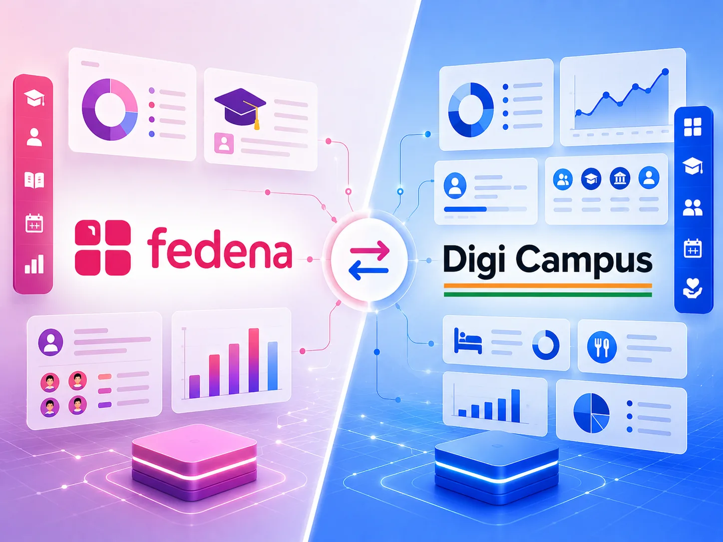 Fedena vs DigiCampus comparison for campuses, ashrams and trusts
