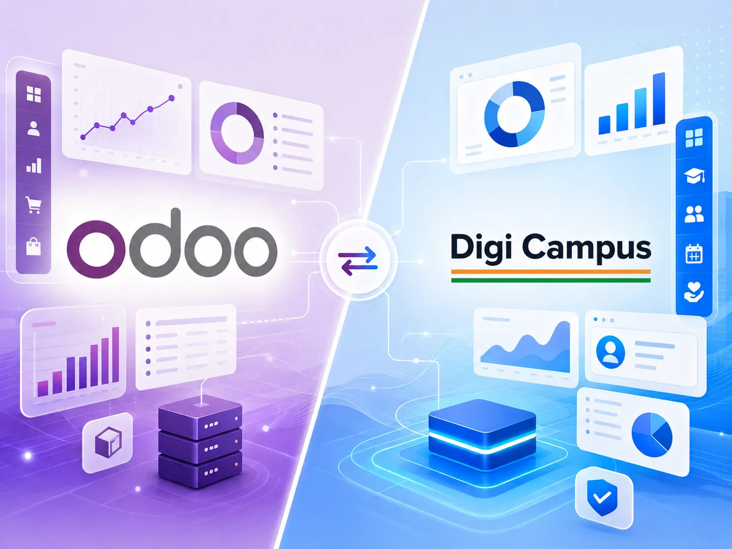 Odoo vs DigiCampus comparison for campuses, ashrams and trusts