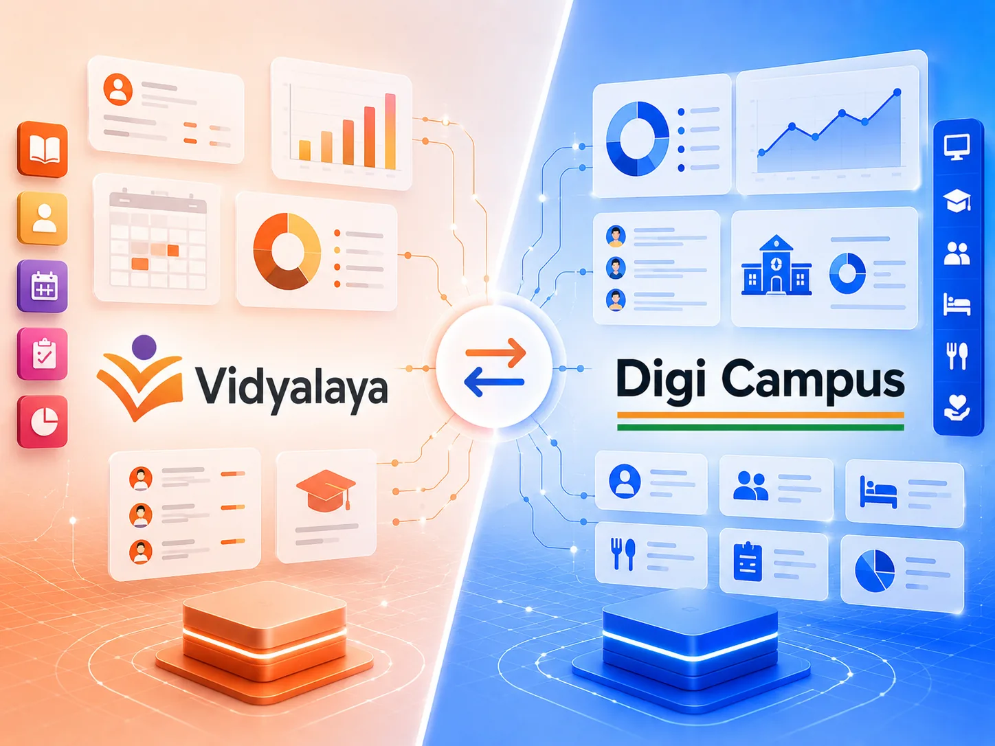 Vidyalaya vs DigiCampus comparison for campuses, ashrams and trusts