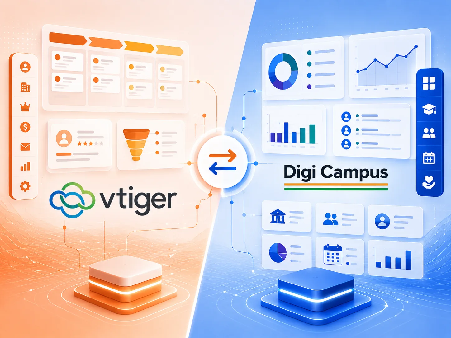 Vtiger vs DigiCampus comparison for campuses, ashrams and trusts
