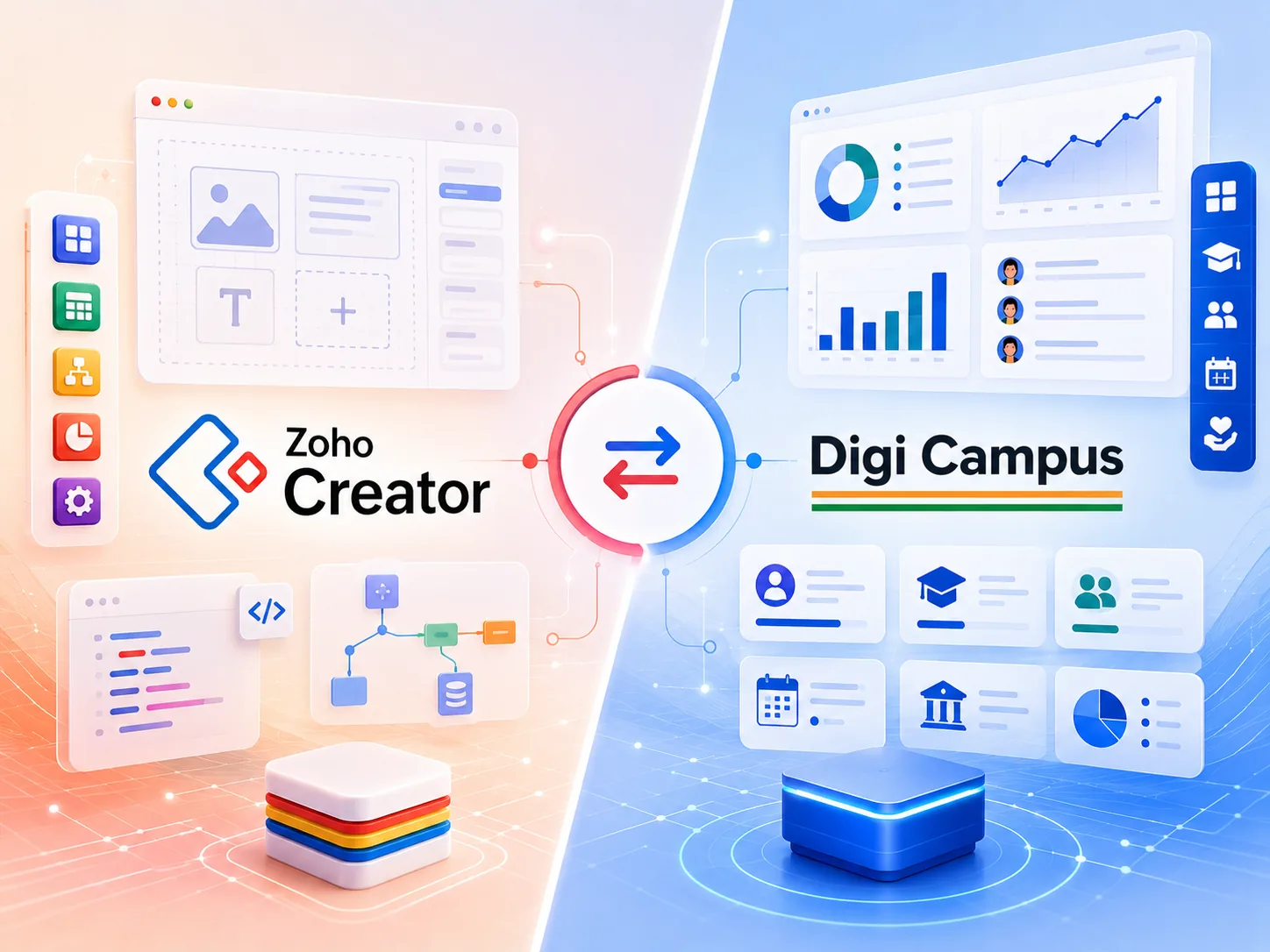 Zoho Creator vs DigiCampus comparison for campuses, ashrams and trusts